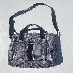 Ralph Lauren Black White Houndtooth Plaid Bag Adjustable Strap 11 x 16 x 8